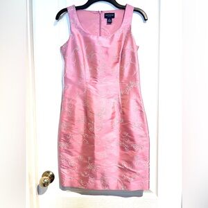 Ann Taylor Pink Silk Floral Embroidered Mini Dress 4P